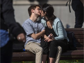 Maximilian Ciccone, a 21-year-old Concordia University student , and his girlfriend Mar Estarellas, a 23-year-old biomedical engineer, spent some quality time in Dorchester Square on Tuesday, May 16, 2017.