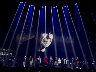 A tribute to Leonard Cohen is performed during the 375th concert at the Bell Centre called Bonne Fête Montréal in Montreal, May 17, 2017.