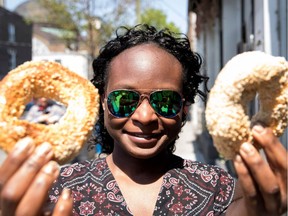 Christianne Sighomnou debates which is better: Fairmount or St-Viateur bagels in Montreal on Wednesday May 17, 2017.