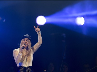 Marie-Mai performs during the 375th concert at the Bell Centre called Bonne Fête Montréal in Montreal, May 17, 2017.