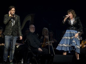 Martha Wainwright and Rufus Wainwright perform during the 375th concert at the Bell Centre called Bonne Fête Montréal in Montreal, May 17, 2017.