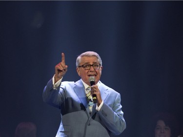 Michel Louvain performs during the 375th concert at the Bell Centre called Bonne Fête Montréal in Montreal, May 17, 2017.