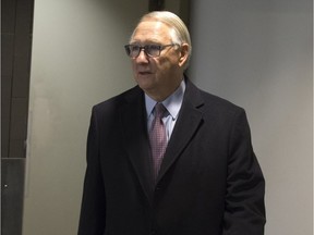 Former Montreal mayor Gerald Tremblay leaves the courtroom for a break in Montreal, May 2, 2017.