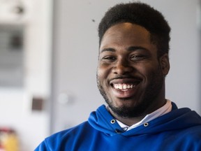 Université de Montréal defensive-tackle Junior Luke was the first local product selected in the CFL draft on Sunday, May 7, 2017. He went seventh overall to B.C.