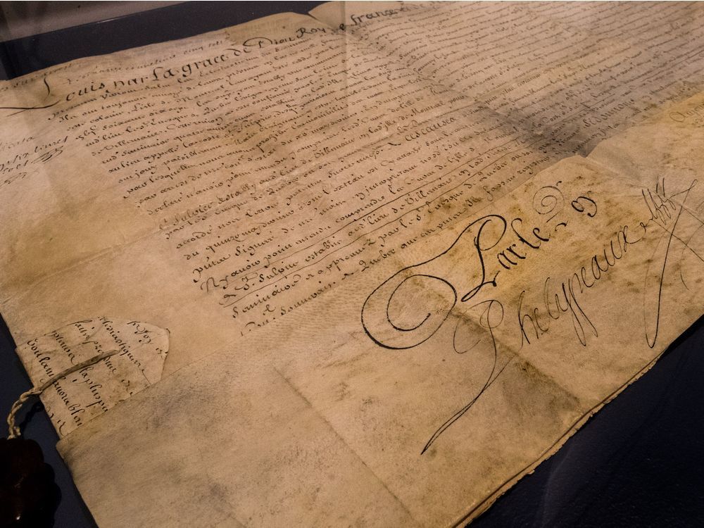 Artifacts like this 1702 document by King Louis XIV of France are on display at the Séminaire de Saint-Sulpice in Old Montreal.