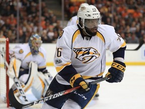 P.K. Subban of the Nashville Predators is shown in the third period of Game 2 of the Western Conference Final in Anaheim on Sunday, May 14, 2017.