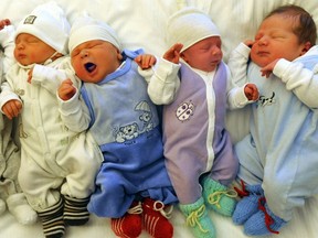 Newborn babies are pictured at the university hospital of Leipzig, eastern Germany, on January 2, 2012. Newborn screening for CF has been going on for up to nine years elsewhere in Canada and for decades in some places in the United States; Quebec should follow suit, Dr. Larry Lands writes.