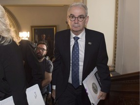 UPAC commissioner Robert Lafrenière arrives to testify before the National Assembly’s institutions committee on Thursday, May 4, 2017.