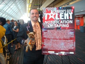 Magician Domenico Gatto and his dog Bijou at a Canada's Got Talent audition.