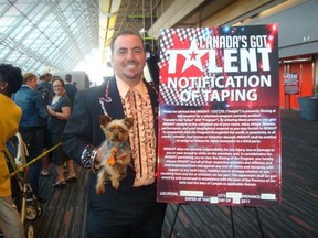 Domenico Gatto and his dog Bijou at a Canada's Got Talent audition.