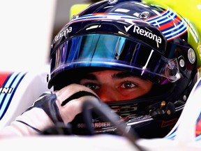 Montrealer Lance Stroll prepares to drive during final practice for the Spanish Formula One Grand Prix at Circuit de Catalunya on May 13, 2017, in Montmelo.