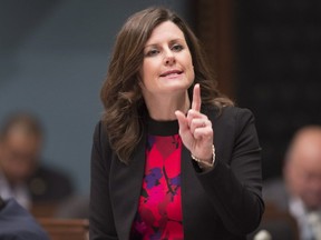 Quebec Justice Minister Stephanie Vallee responds to the Opposition during question period Tuesday, May 2, 2017 at the legislature in Quebec City.