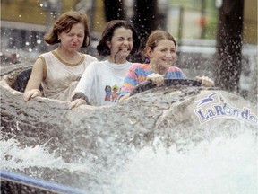 IT WAS A HIT AT EXPO 67 AND LA RONDE'S FLUME RIDE STILL MAKES A SPLASH. LA PITOUNE