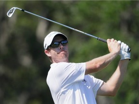 David Hearn of Canada plays his shot from the 12th tee during the second round of the Players Championship at the Stadium course at TPC Sawgrass on Friday, May 12, 2017, in Ponte Vedra Beach, Fla.