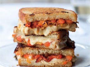 The quality of the cheese, the red peppers and the Dijon mustard make this grilled cheese sandwich a special treat.