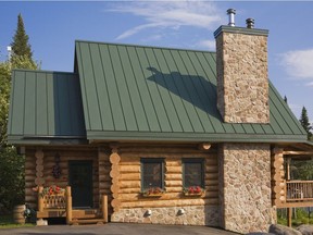 Unlike most log cabins in Quebec, which are built with Eastern white pine, this one is made of spruce and has an insulated metal roof that can last up to forty years.
