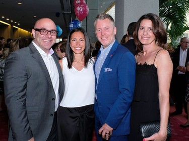 IMPACT MAKERS! The inimitable Ryan Blatt and wife Lindsey Mendell join friends Adam Ray and wife Sara Levy at he recent 40th Anniversary ICRF Benefit Gala.