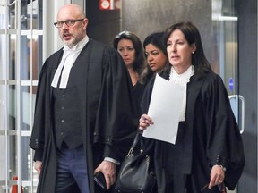 Crown prosecutors Pascal Lescarbeau and Nicole Martineau at the Montreal courthouse on May 1.