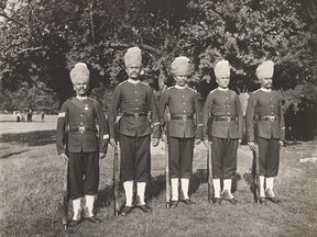 When soldiers from various British colonies visited Montreal on their way to the Coronation of King Edward VII in London in 1902, it was the "exotic" Indian soldiers who impressed Montrealers the most. Shown are the soldiers of the 2nd Bombay Grenadiers of the Indian Army in Hampton Court Camp on the occasion of the Coronation of King Edward VII, August 1902.