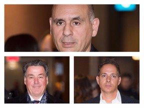 Former SNC-Lavalin executives Riadh Ben Aïssa and Pierre Duhaime and ex-manager of the MUHC Yanaï Elbaz in March 2015.