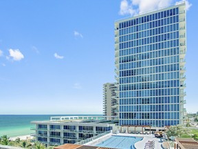 One tower of the Carillon Miami Wellness Resort, a complex with three pools and superlative spa facilities.