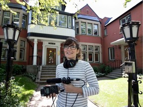 Tally Abecassis stands outside the Marcela house that is featured in her historical N.D.G. audio tour in Montreal, on Thursday, June 15, 2017.