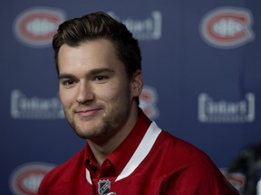 MONTREAL, QUE: JUNE 15, 2017 – Newly acquired Montreal Canadiens forward Jonathan Drouin smiles at a press conference at the Bell Centre in Montreal, June 15, 2017. (Christinne Muschi / MONTREAL GAZETTE)