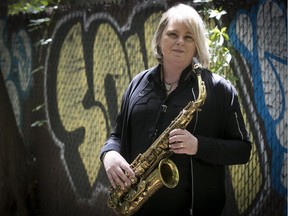 MONTREAL, QUE.: JUNE 1, 2017 -- Montreal jazz saxophonist Christine Jensen, near her home in Montreal on Thursday June 1, 2017. Jensen will be performing a show at the Montreal International Jazz Festival with her trumpeter sister Ingrid Jensen.(Pierre Obendrauf / MONTREAL GAZETTE) ORG XMIT: 58720 - 8656 Pierre Obendrauf, Montreal Gazette