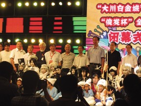 Terry Mosher, a.k.a. Aislin, serves as a judge at a youth cartoon and animation competition in Guiyang, China in 2012.