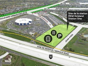 The REM station in Kirkland will be situated near the multi-plex cinema just off the Highway 40 service road.