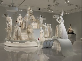 The Montreal Museum of Fine Arts' Love is Love exhibit features wedding gowns and suits designed by Jean Paul Gaulthier between 1991 and 2017.