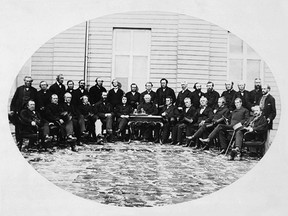 The delegates of the provinces at the Quebec Confederation Conference, Oct. 27, 1864.