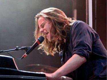 Conner Molander of Half Moon Run performs at the Montreal International Jazz Festival in Montreal on Wednesday June 28, 2017.