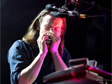 Conner Molander  of Half Moon Run performs at the Montreal International Jazz Festival in Montreal on Wednesday June 28, 2017.