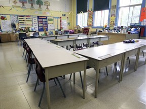 Empty grade one classroom before the first day of school at Willingdon School in Montreal Tuesday August 30, 2016.
