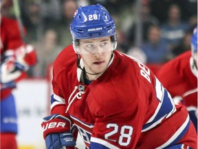 Montreal Canadiens defenceman Nathan Beaulieu carries the puck into the Anaheim Ducks zone during first period of National Hockey League game in Montreal Tuesday December 20, 2016.