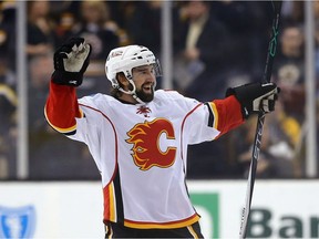 Calgary Flames v Boston Bruins

BOSTON, MA - MARCH 05:  David Schlemko #3 of the Calgary Flames is celebrates after scoring the game winning goal during a shootout against the Boston Bruins at TD Garden on March 5, 2015 in Boston, Massachusetts. The Flames defeat the Bruins 4-3.  (Photo by Maddie Meyer/Getty Images)
Maddie Meyer, Getty Images