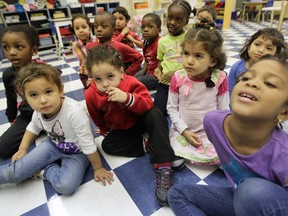 Pre-kindergarten students from the Commission scolaire de Montréal in a class at St. Dorothy's school.