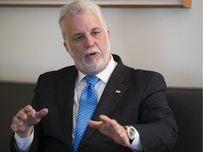 Quebec Premier Philippe Couillard, during interview with the Montreal Gazette, at his Montreal office on Thursday.