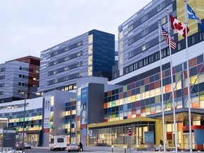 The entrance to the Montreal Children's Hospital at the MUHC Glen site.
