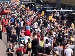 Fans line the pit lane at Circuit Gilles Villeneuve in Montreal on Thursday June 8, 2017.