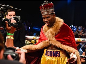 Adonis Stevenson poses after defeating Andrzej Fonfara during the WBC light-heavyweight world championship match at the Bell Centre on Saturday, June 3, 2017, in Montreal.