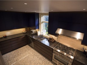 Overhead view of the renovated kitchen.
