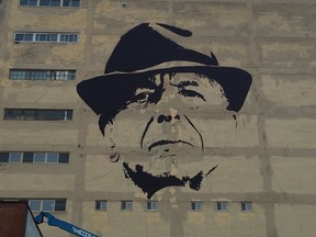 Kevin Ledo's Leonard Cohen mural, which is being painted for the fifth Mural International Public Art Festival, is taking shape at the corner of Saint-Laurent Boulevard and Napoleon Street.
