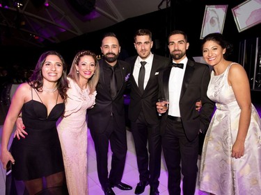 OH YEAH! From left, Dancing and fun were very much the MO for Michaela Di Cesare, Anna Giampà, Matteo Fiorilli, Julio Borsellino, Gabriel Di Genova and Juliett Zuniga at the annual ICCF Governors' Ball "The Party" in Windsor Station's Salle des pas perdus.