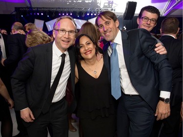 HAWT HUDDLE! From left, Martin Coiteux, Monica Navaro and Marco Riccardo Rusconi enjoy festivites at the annual ICCF Governors' Ball "The Party."