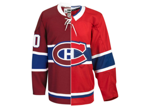 The 2016-17 and 2017-18 Habs jerseys, side-by-side.