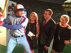 Gary Carter's children, Kimmy, D.J. and Christy get their first look at a life-size wax figure of their father in an Expos uniform at Montreal's Musée Grévin. The figure is part of a Montreal, City of Baseball exhibit that will run until Sept. 24.