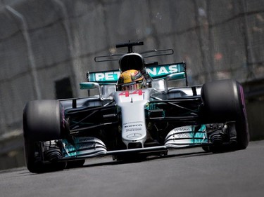 Lewis Hamilton of Mercedes Petronas secured the pole position during qualifying at the Canadian Formula 1 Grand Prix at Circuit Gilles Villeneuve in Montreal on Saturday, June 10, 2017.