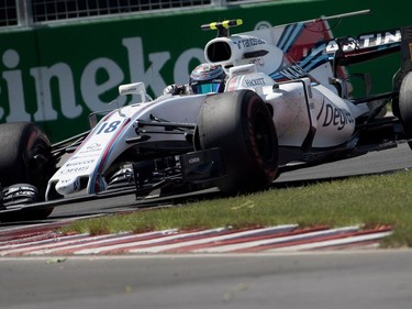 Montrealer Lance Stroll of Williams Racing works his way through the Senna Turn as he takes 9th place at the Canadian Formula 1 Grand Prix at Circuit Gilles Villeneuve in Montreal on Sunday, June 11, 2017.